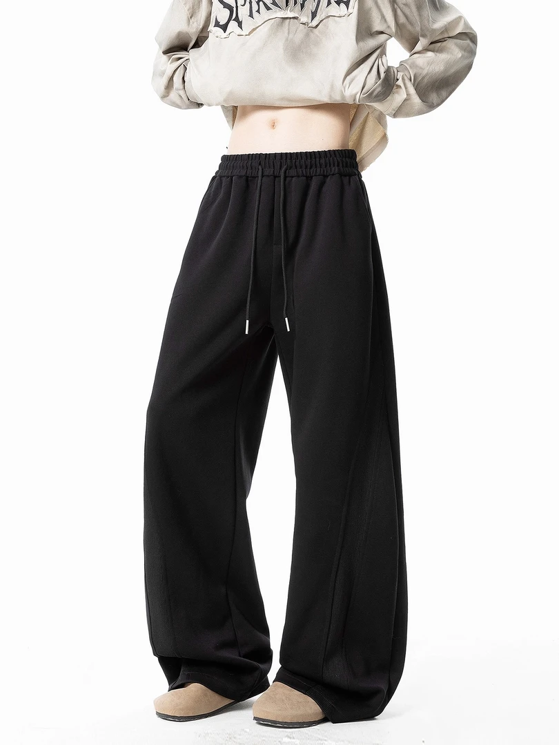 美式直筒灰色运动卫裤子男女春秋季新款潮牌百搭宽松休闲阔腿长裤