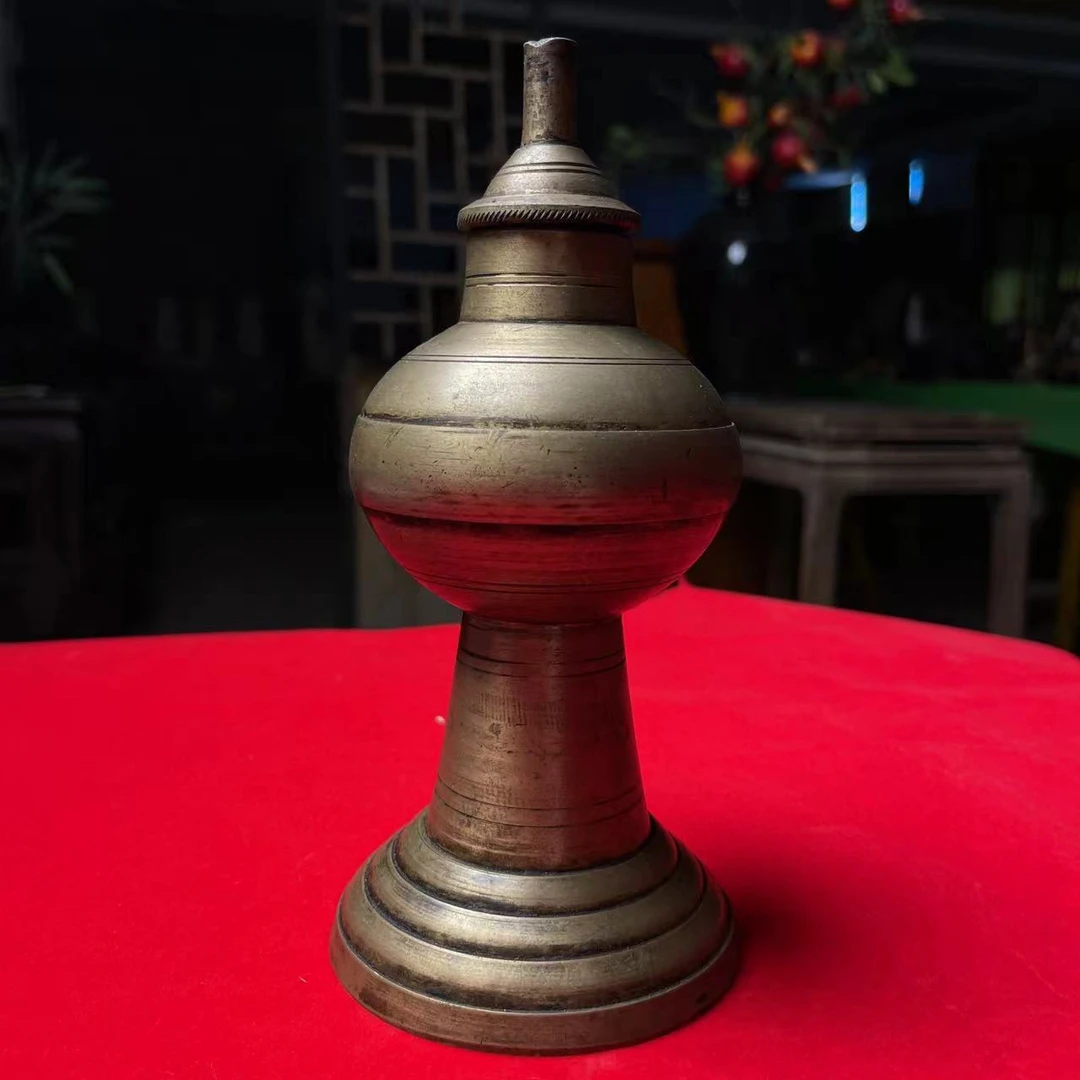 老店文玩铜器铜油灯摆件