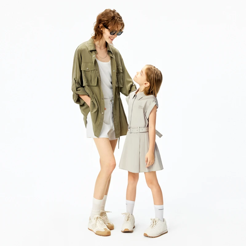 littlemoco童装25夏装新款女童工装风短袖连衣裙#KBE2DRS020