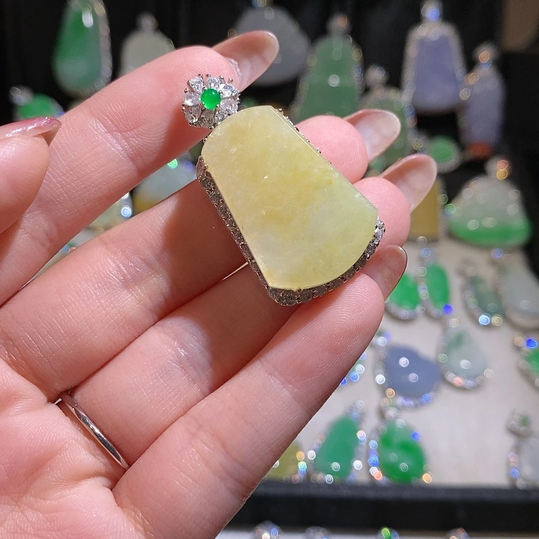 翡翠银S925镶嵌颈饰天然翡翠