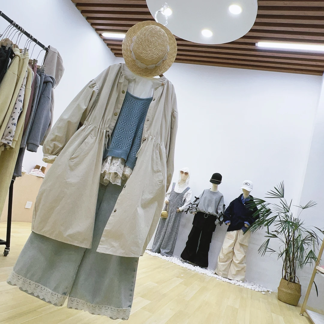 风衣中大童女童2025年春季新款时尚中长款双面穿韩版宽松阔版外套