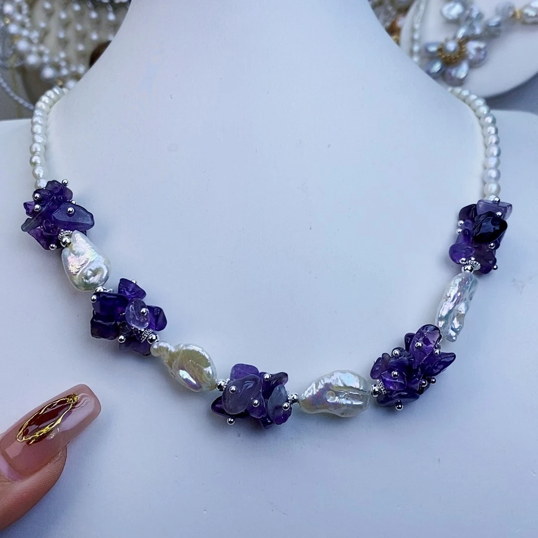 淡水珍珠颈饰银S925镶嵌