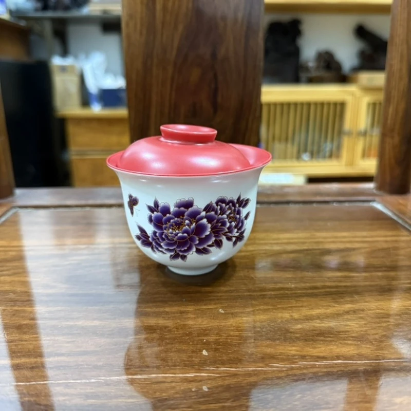 红盖牡丹花二才盖碗gw722
