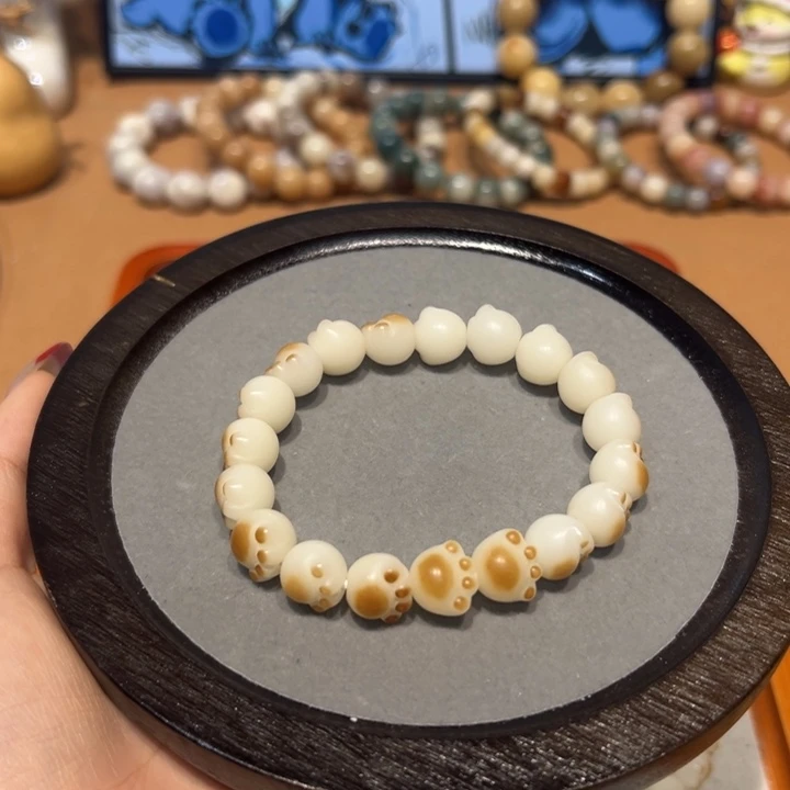 菩提根/象牙果吊坠炭烤猫爪，微瑕，12