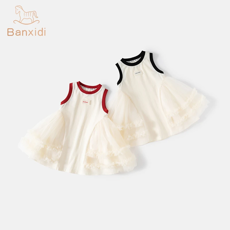 班喜迪女童连衣裙夏装2025新款儿童洋气公主裙子女宝宝薄款背心裙