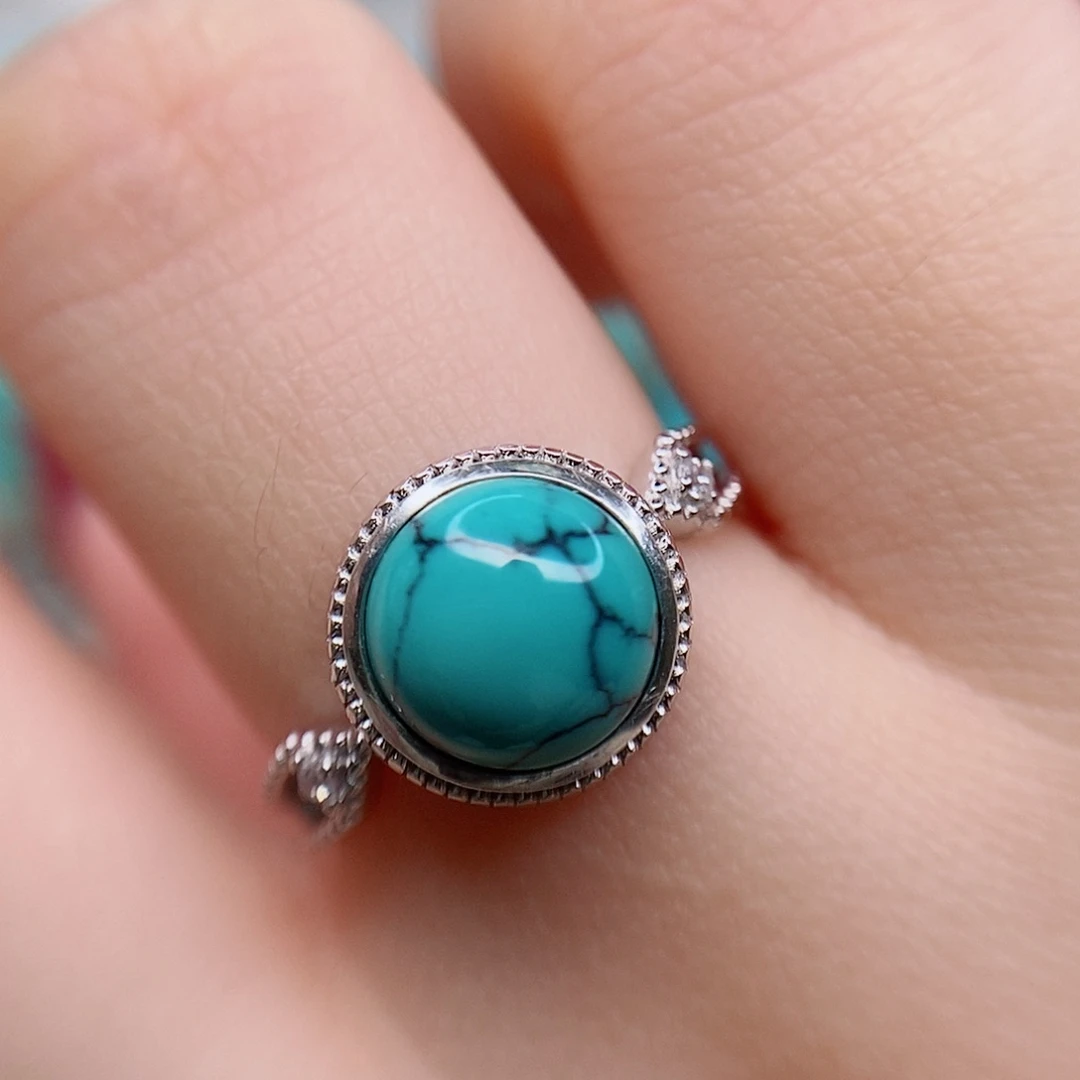 绿松石戒指银S925镶嵌
