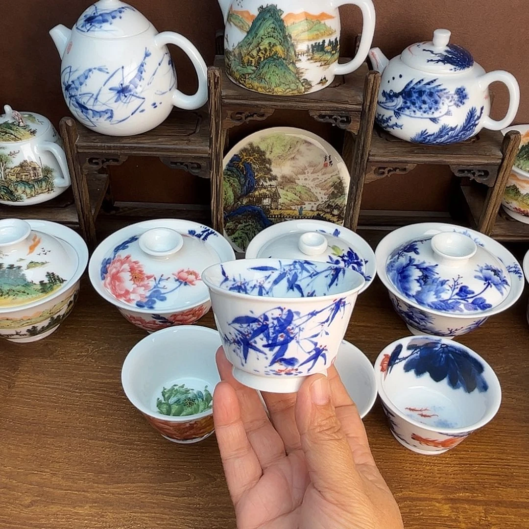 忠意堂釉下彩竹报平安微瑕不退