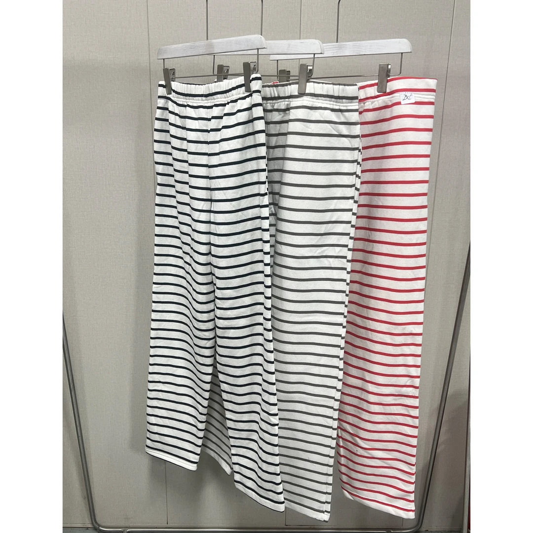 ZM2298  秋冬加绒加厚条纹松紧腰百搭长裤