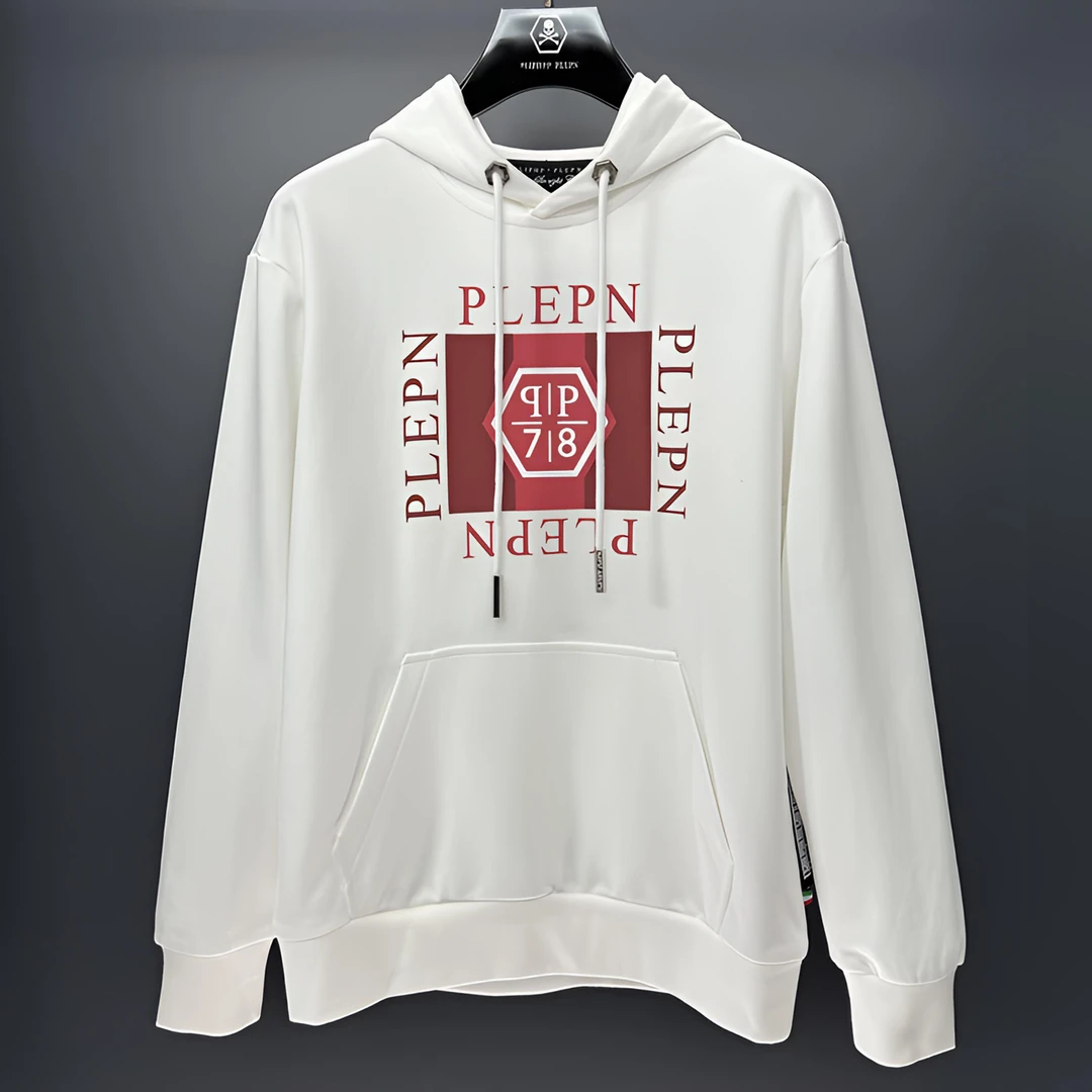 PLIPHPP PLEPN品牌经典红标高级纯白时尚百搭套头连帽秋冬卫衣