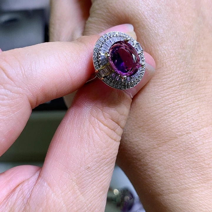 紫晶戒指银S925镶嵌囤*囤