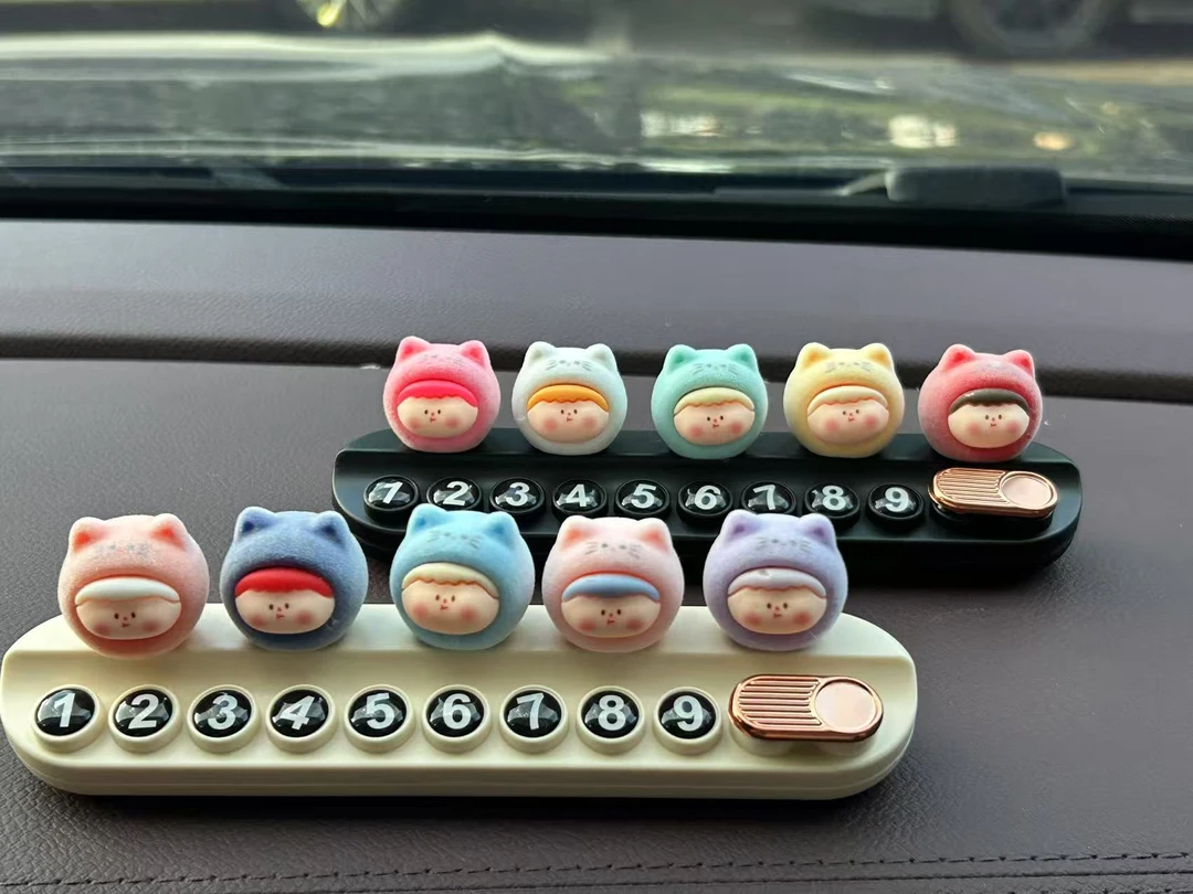 猫头莉莉丝汽车临时停车挪车电话牌车载创意装饰品香薰车内摆件