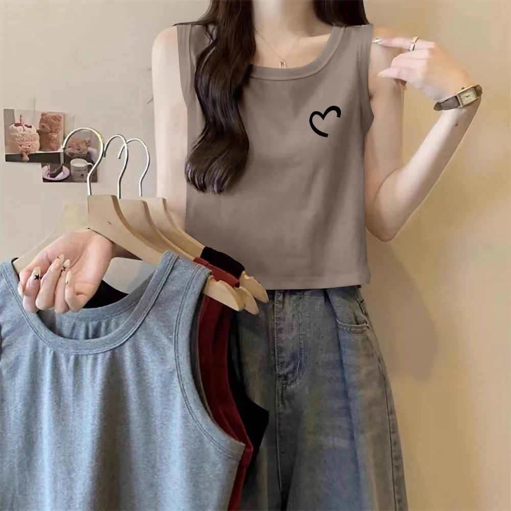 纯棉宽松吊带背心女夏季新款大码外穿内搭遮肚打底摩卡色无袖上衣