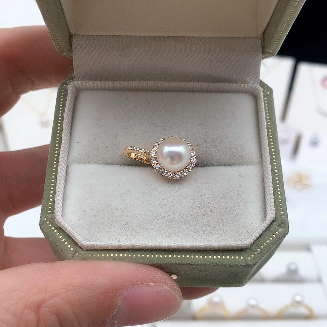 海水珍珠8.5-9mm ak太阳花万能扣银S925镶嵌