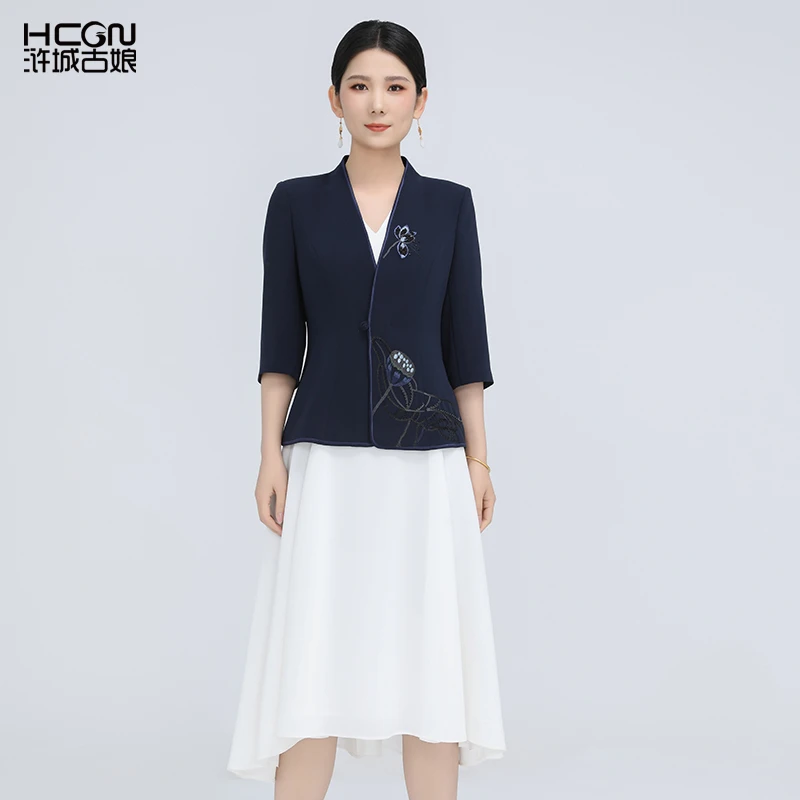 夏季醋酸面料国风西装清禾西服套装女装两件套BCL181076+BCL17955