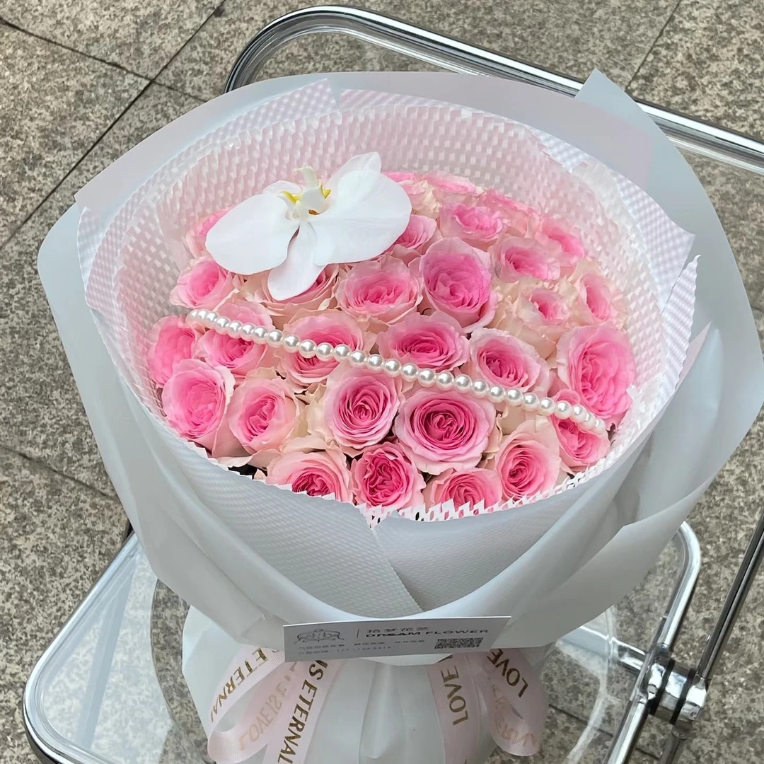 【洛神赋】33朵洛神玫瑰蝴蝶兰花束生日鲜花生日花束生日礼物花店送花上门