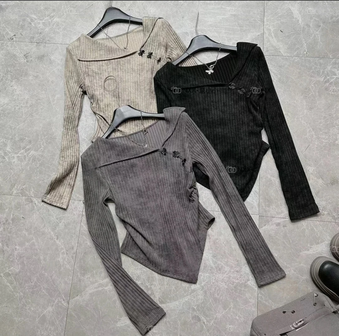 扎染打底衫女春季新款修身显瘦高级感内搭长袖设计感T恤上衣