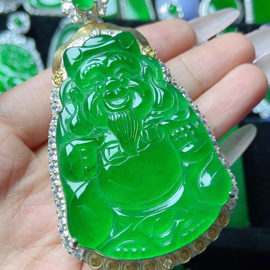 颈饰银S925镶嵌翡翠