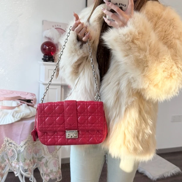 95新 DIOR/迪奥 dior红色漆皮miss链条包单肩包