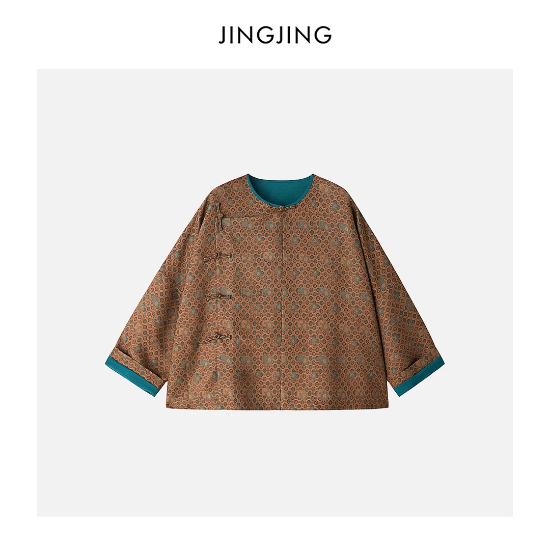 JINGJING2025新款“小雏菊”桑蚕丝40姆米平纹织植物定染老宋锦衣