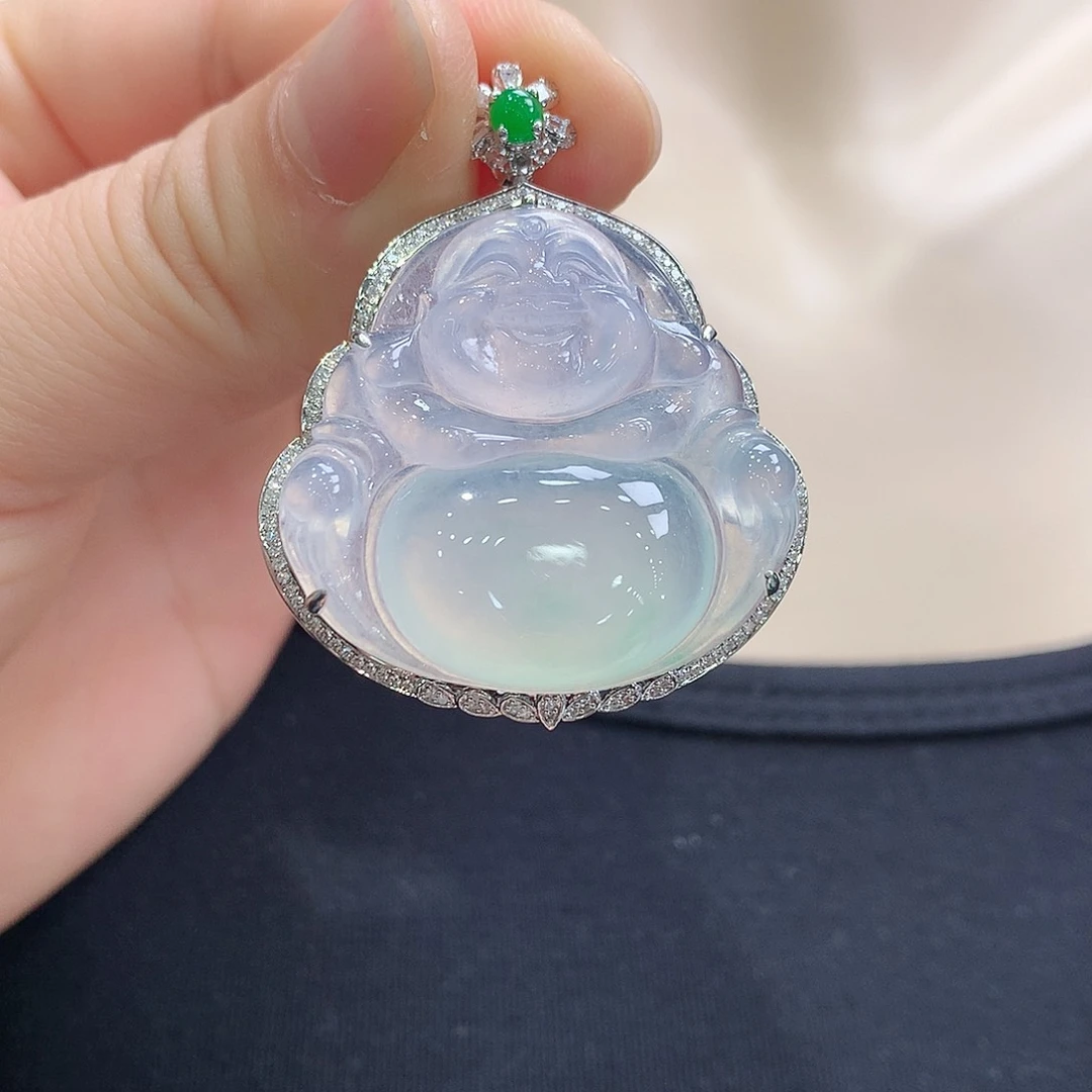 翡翠颈饰18K金镶嵌佛公