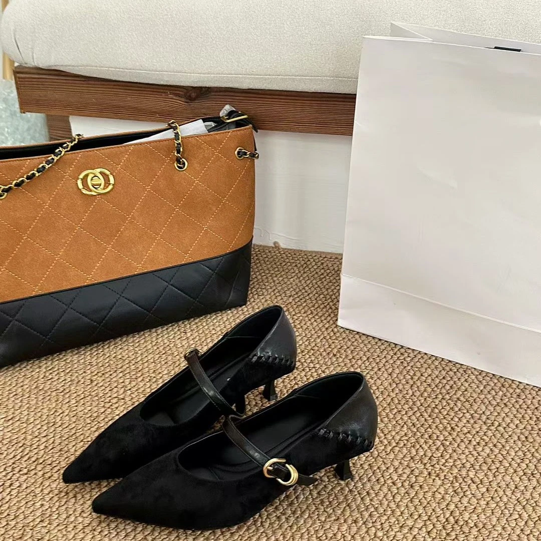 单鞋高跟浅口春夏跟鞋中跟新中式复古套筒女鞋细跟