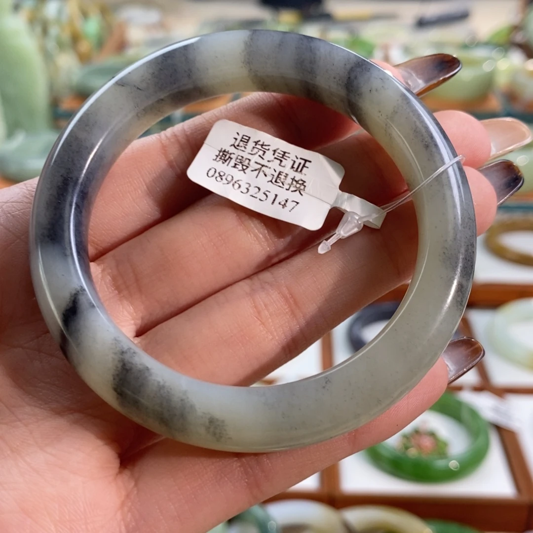 和田玉未镶嵌手镯籽青花54/55