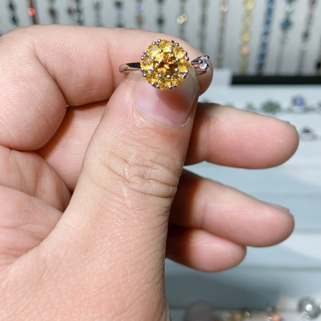 绿水晶戒指银S925镶嵌