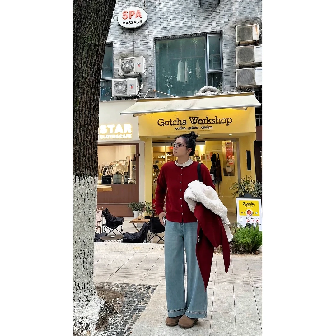 苏安家｜新年快乐 超细腻巨显瘦9针工艺红毛衣针织开衫