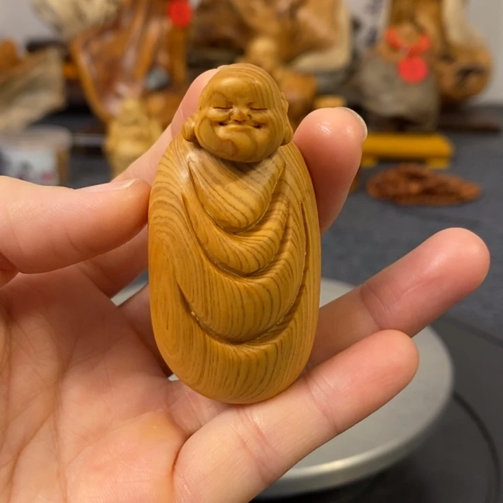 柏木（崖柏）崖柏弥勒佛手把件小摆件