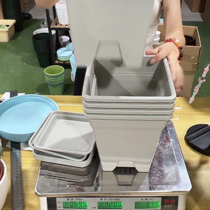 方盆口16高18灰白带托5只