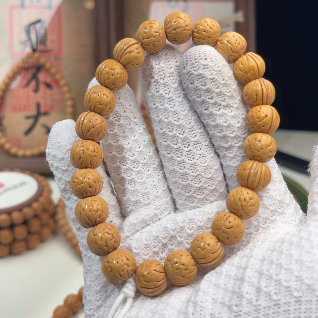 桃核手串1.3加「黄老邪」野生桃核手持