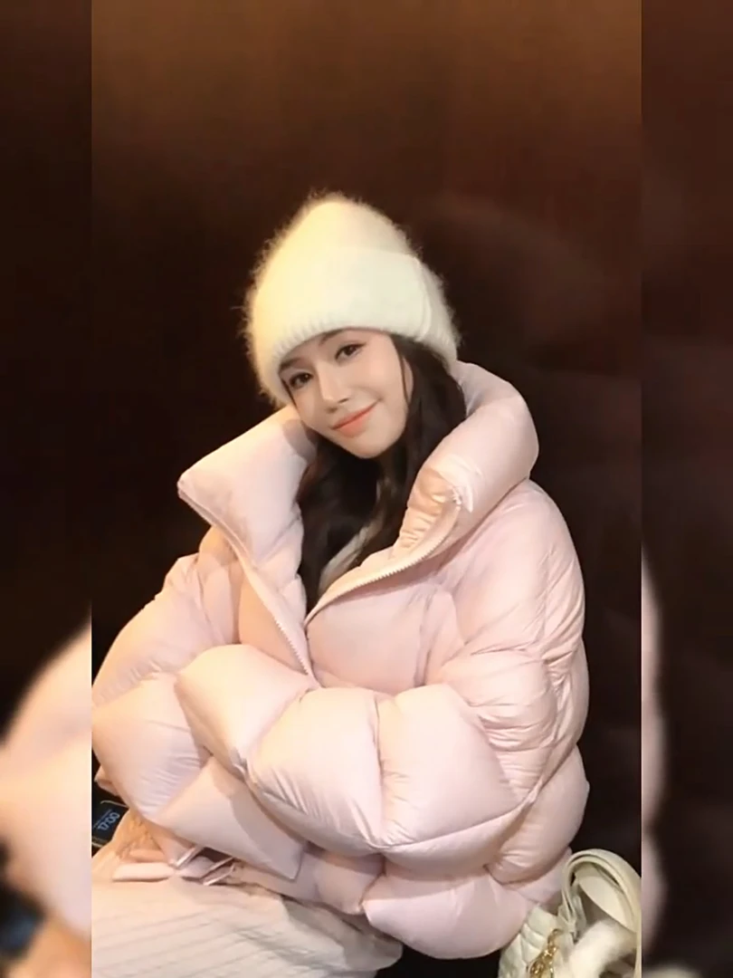 巨好看的粉色棉衣棉服女2025冬季新款韩版保暖高级感短款棉袄外套