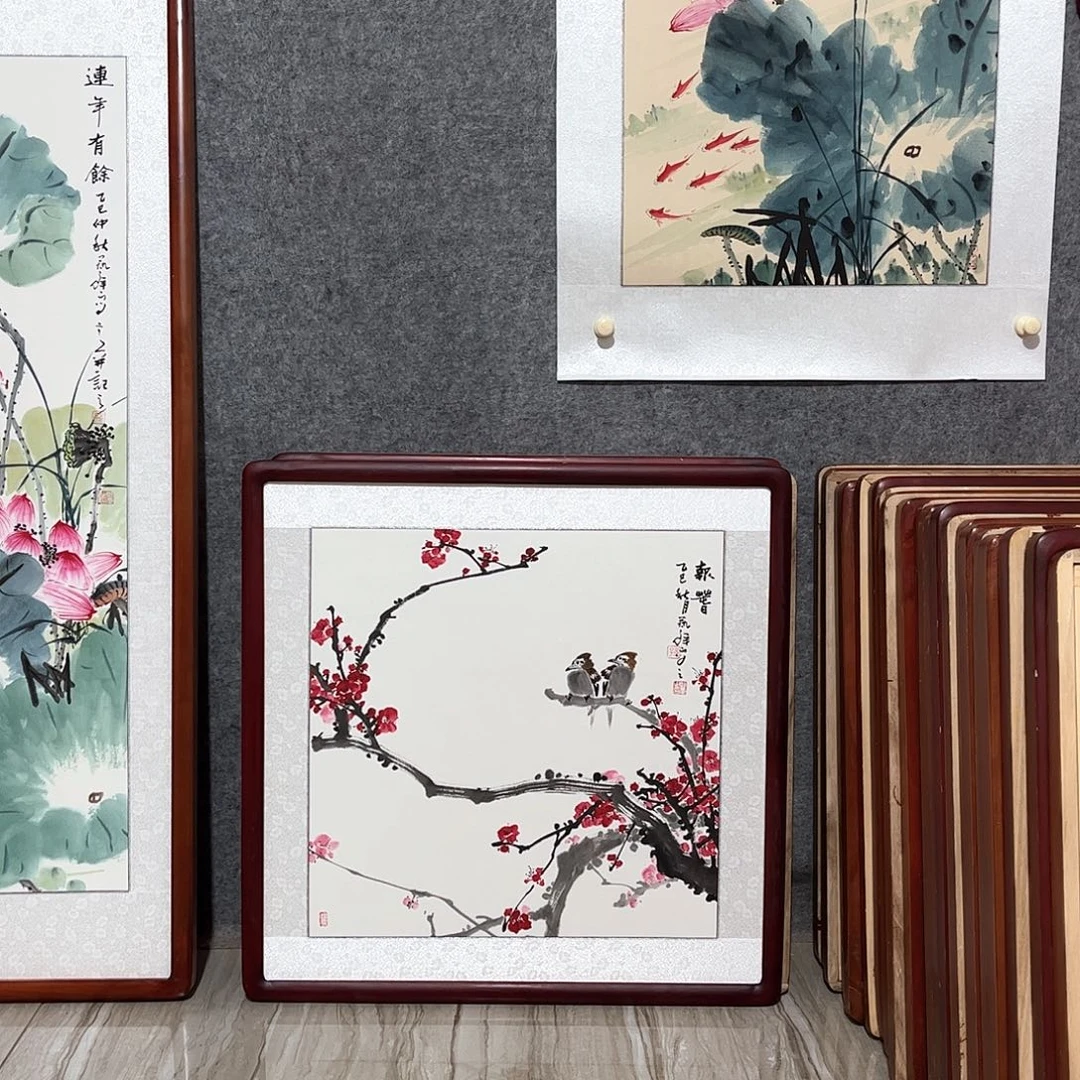 国画书画作品带框63×63