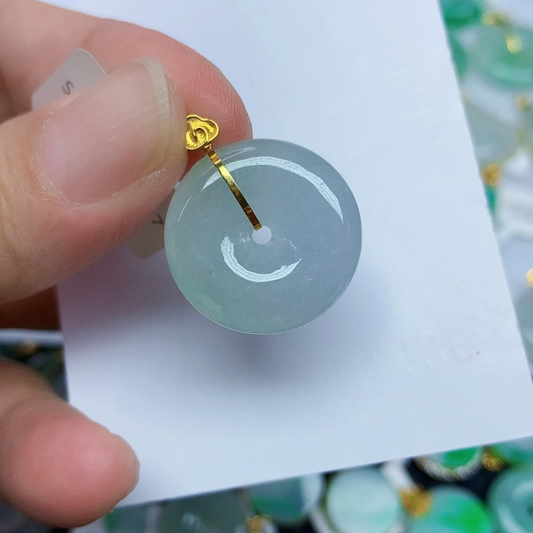 翡翠18K金镶嵌颈饰357899