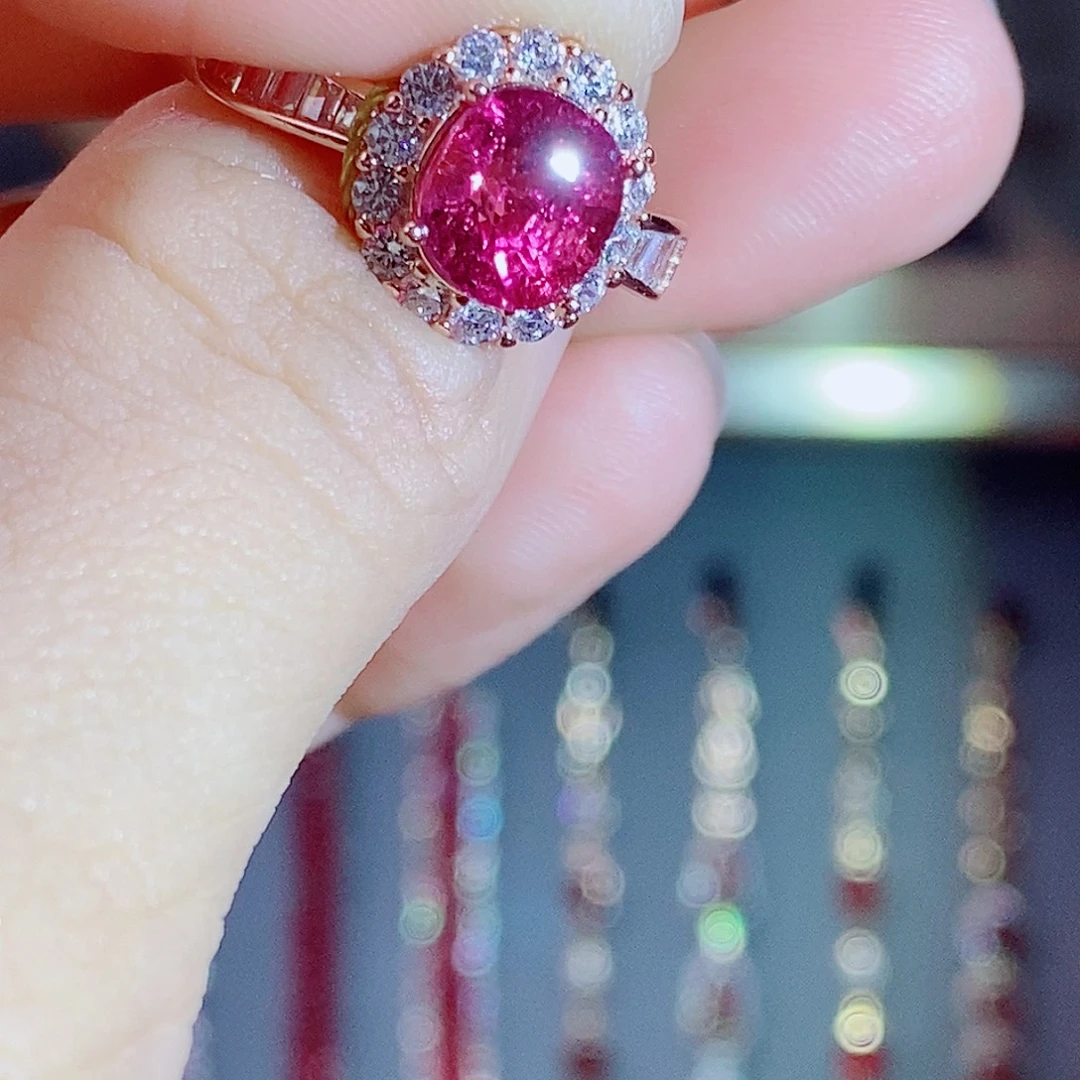 碧玺戒指银S925镶嵌