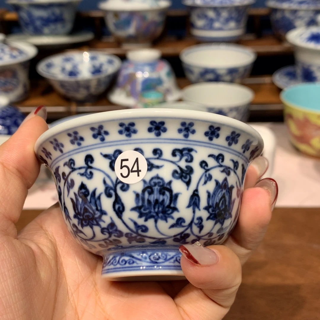 杯勒*猫54青花小压手啦啦啦啦