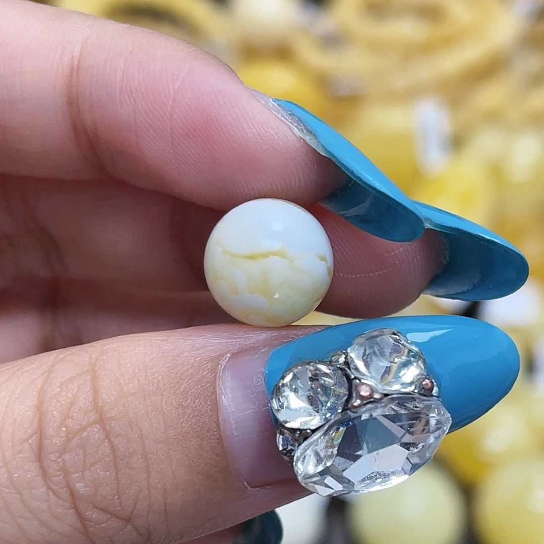 蜜蜡未镶嵌珠宝奇石10.0mm金瓷白妖花