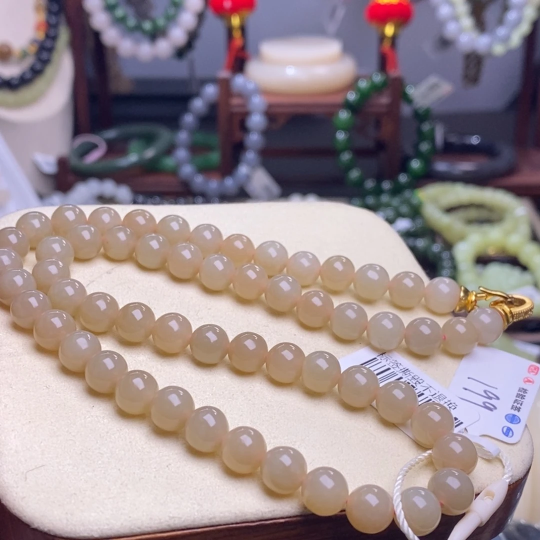 和田玉孤品补贴红粉妈妈链8m未镶嵌