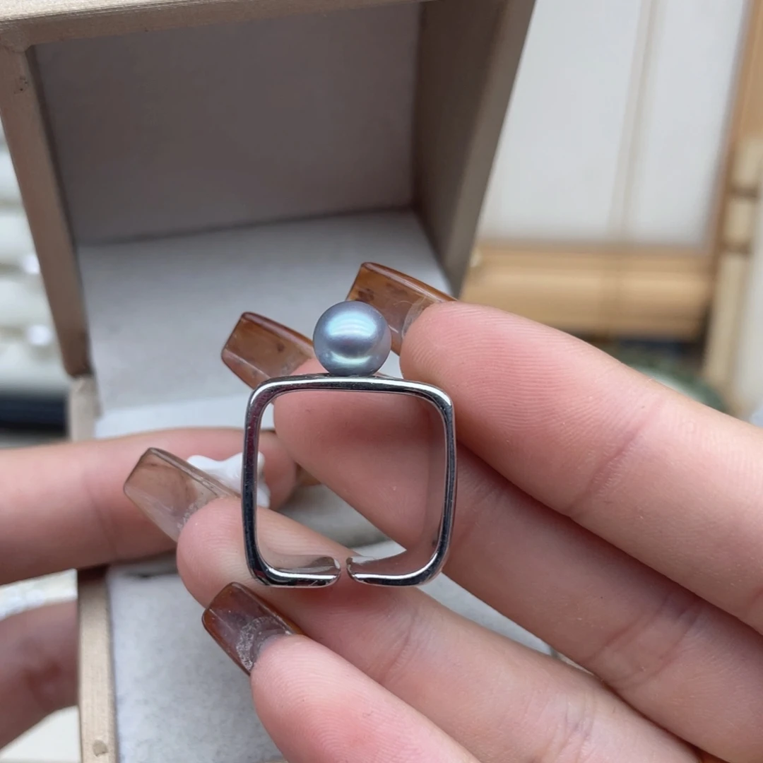 海水珍珠银S925镶嵌戒指Q163