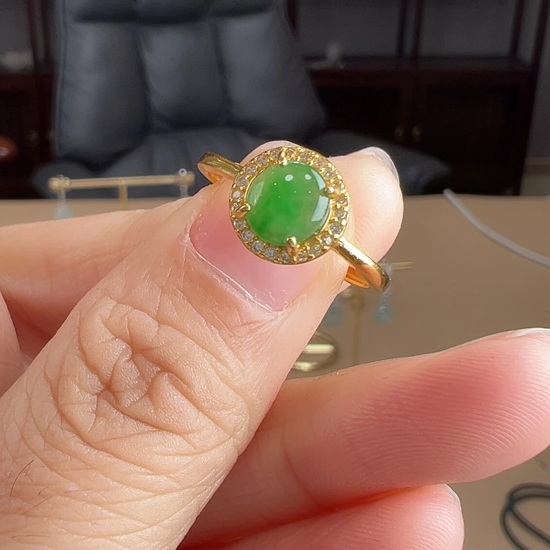 翡翠银S925镶嵌戒指戒指