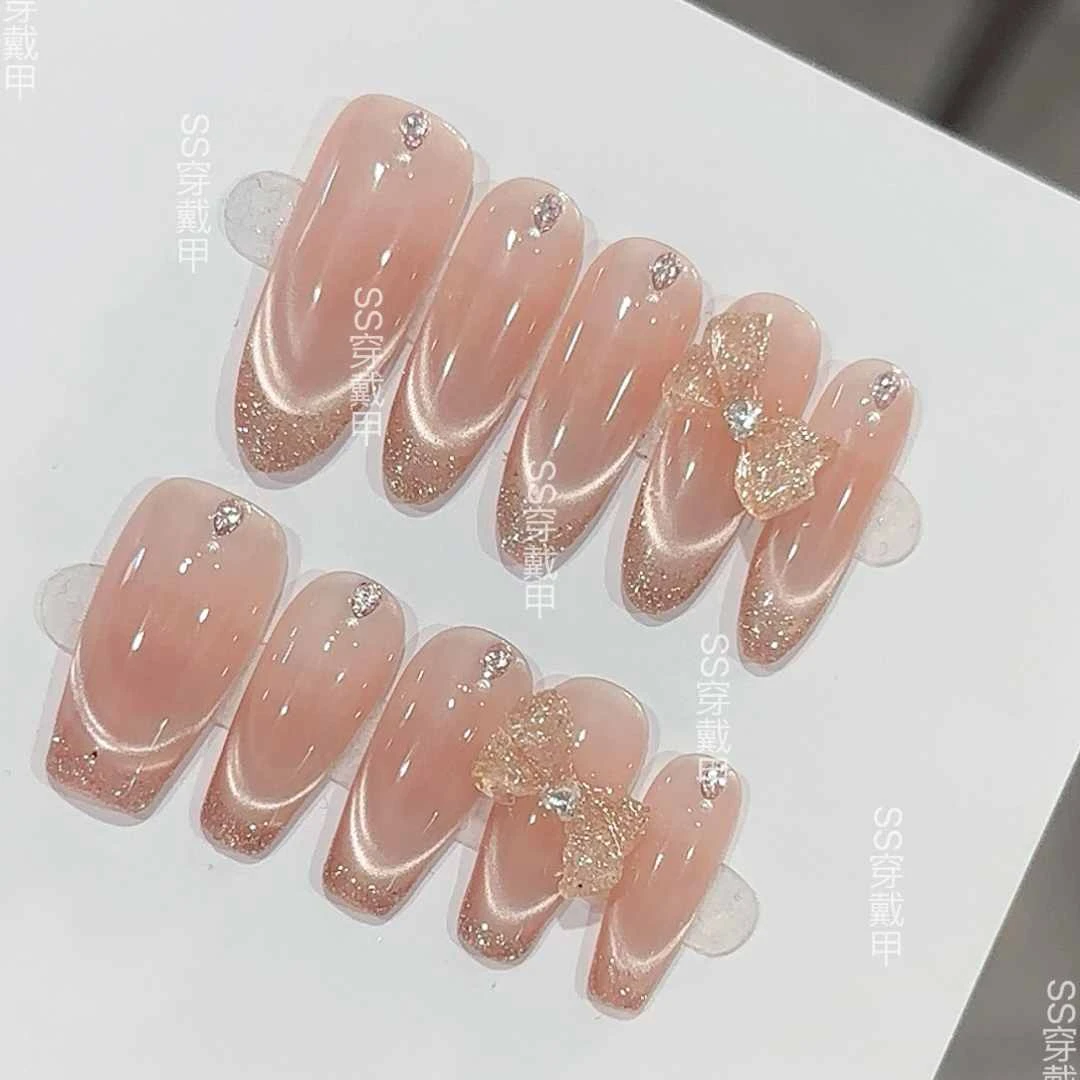 【玉露】纯手工穿戴甲猫眼美甲贴片可拆卸指甲贴片10片装