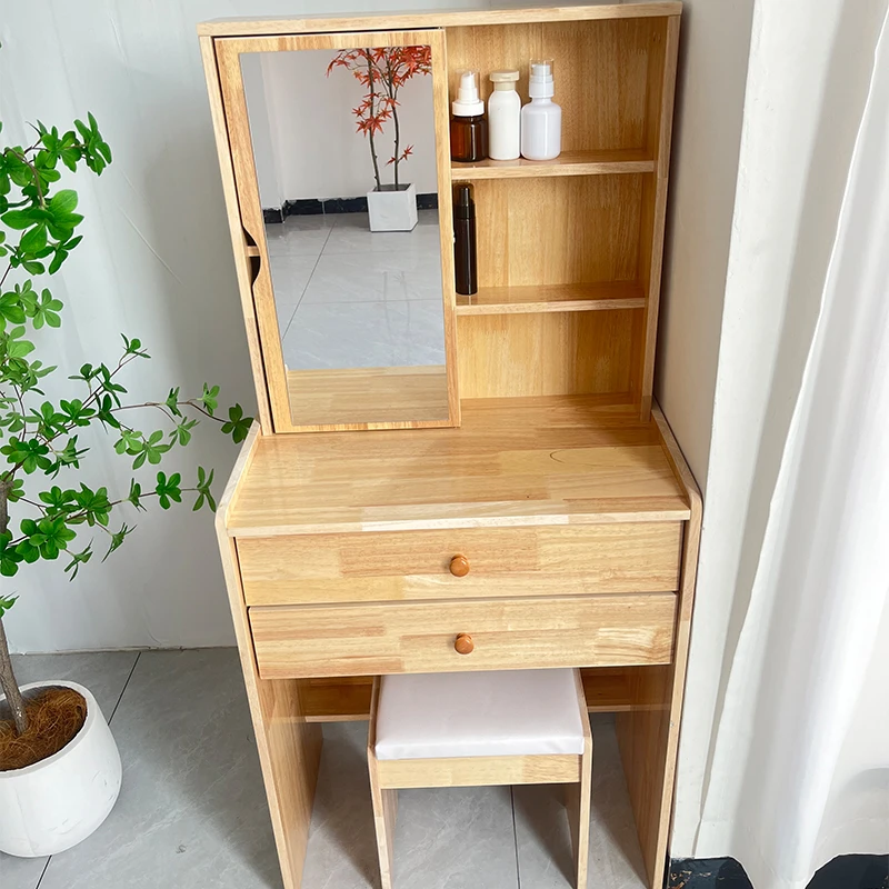 全实木梳妆台收纳柜一体简约小户型化妆台卧室多功能迷你化妆桌子