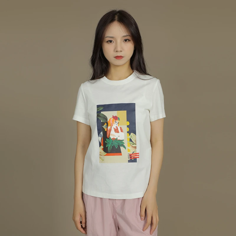 啦娜菲LANAFAY夏季创意印花T恤9X595 白色