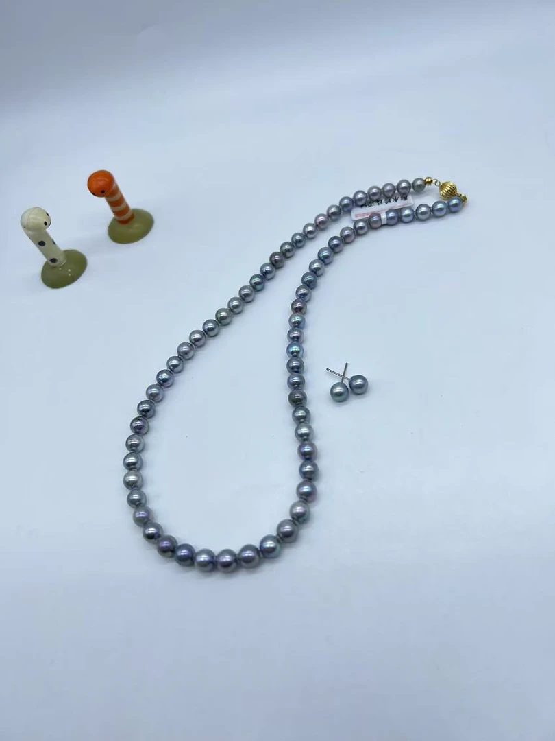 【一铭珠宝】海水akoya真多麻珍珠项链14k金6~7mm赠耳钉YMXL0045