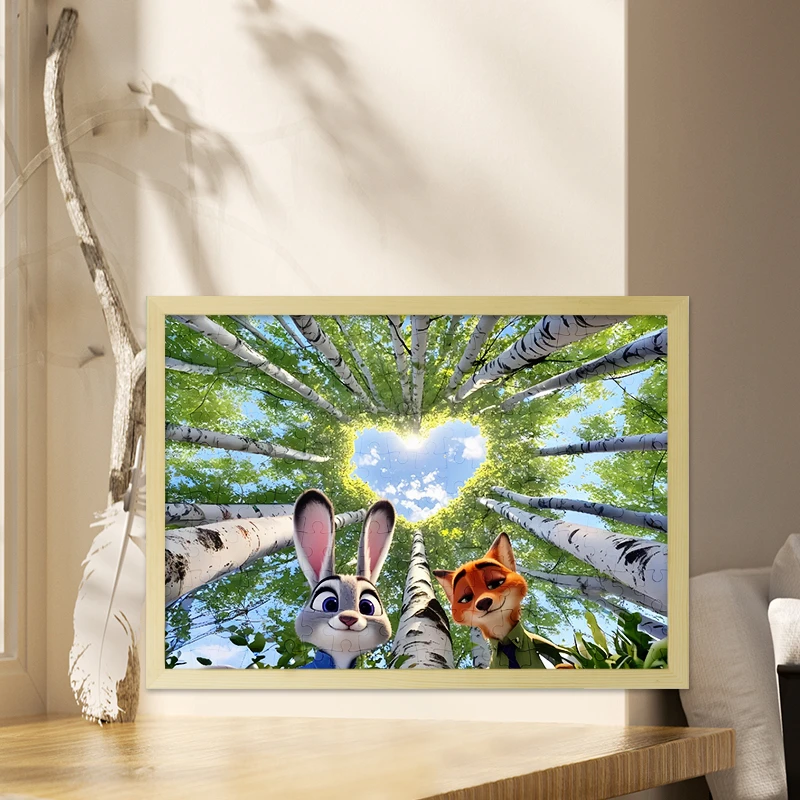 疯狂动物城2木质拼图1000片带相框朱迪尼克周边益智解压儿童玩具