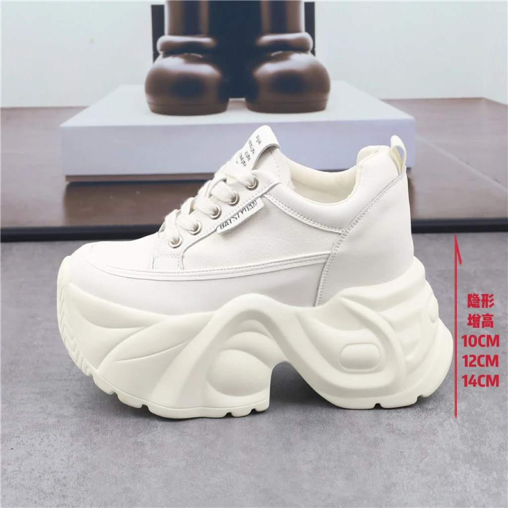 增高14CM老爹鞋女秋季新款厚底12cm小白鞋轻便百搭松糕10cm休闲鞋