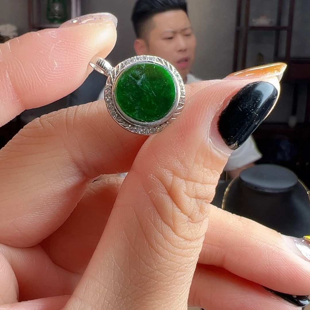 翡翠银S925镶嵌颈饰吊坠60