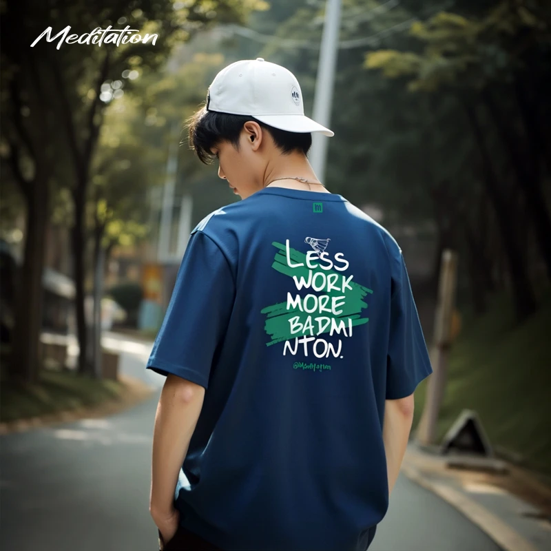 韩国2025春夏meditation新品羽毛球服短袖男女同款运动休闲上衣T4