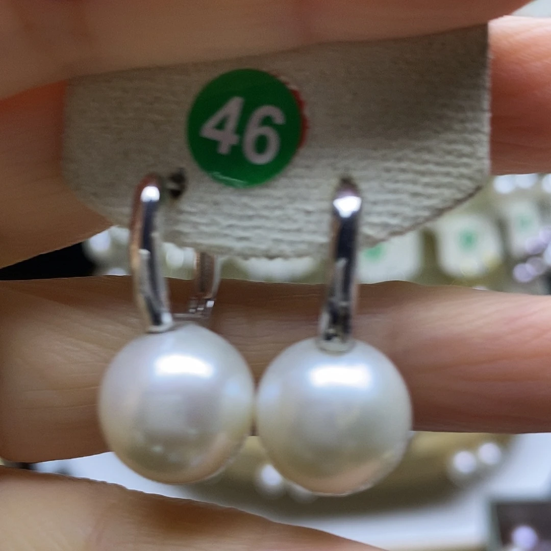 银S925镶嵌淡水珍珠耳饰