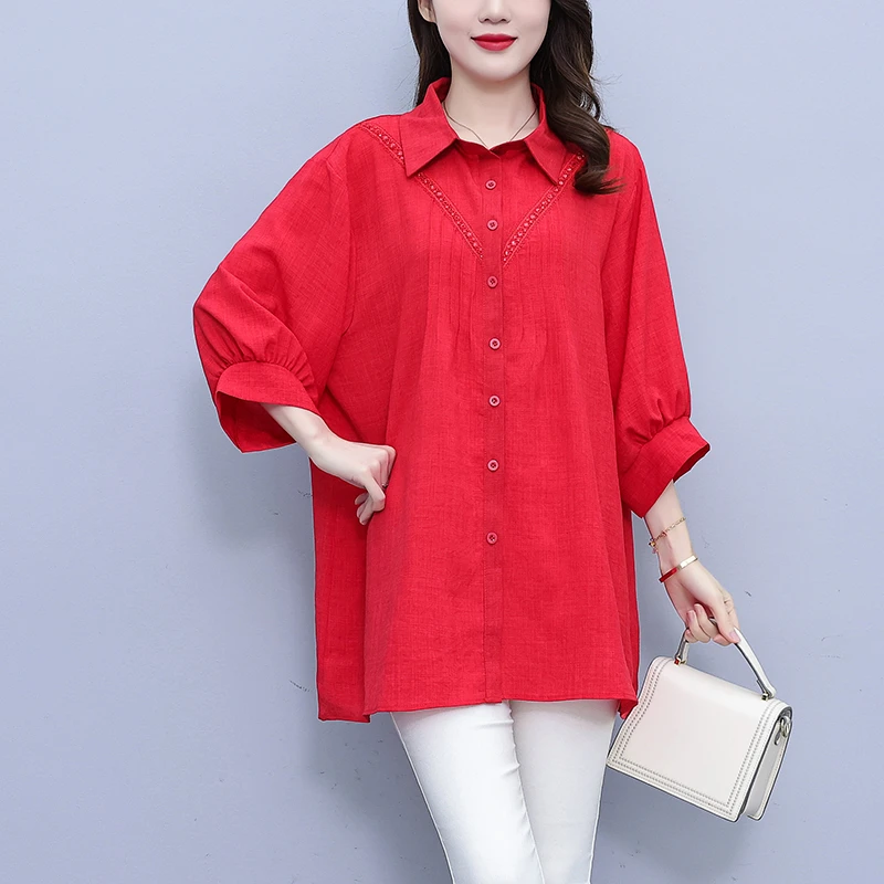 洋气减龄设计感时尚大码显瘦休闲衬衣加肥宽松遮肉短袖中长款上衣